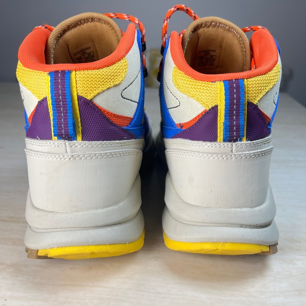 Zara Men's Hiking Boots High Top Lace Up Size 44 Blue Orange Yellow Chunky Sole - Picture 6 of 12